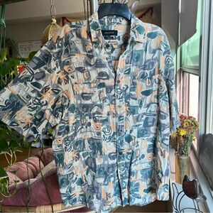Urban Outfitters Abstract Patterned Button Up Shirt